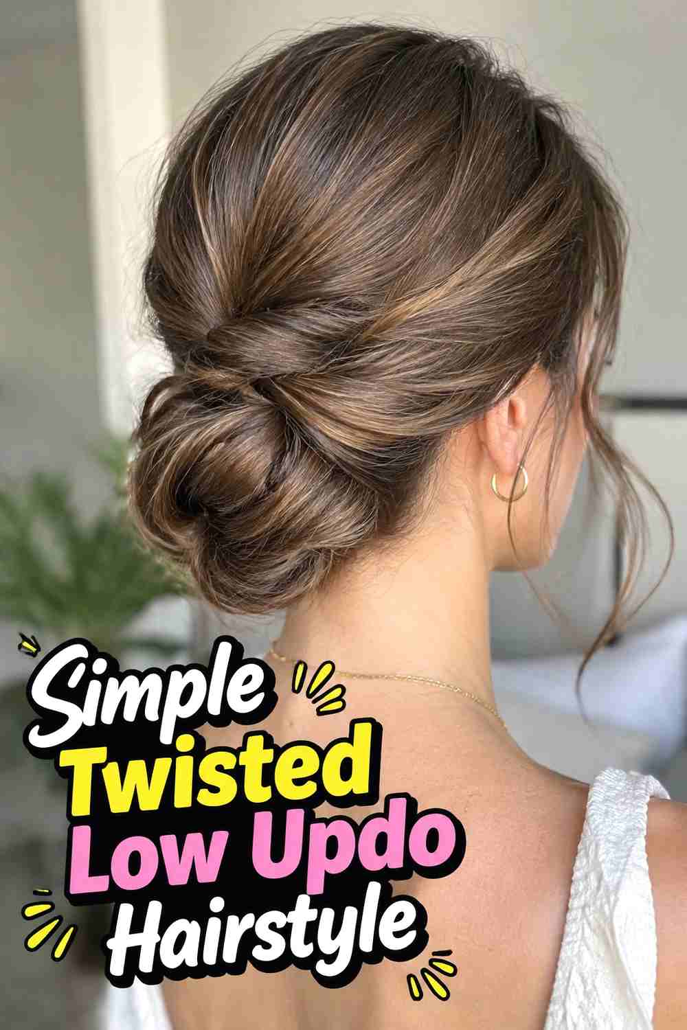 8. Simple Twisted Low Updo Hairstyle
