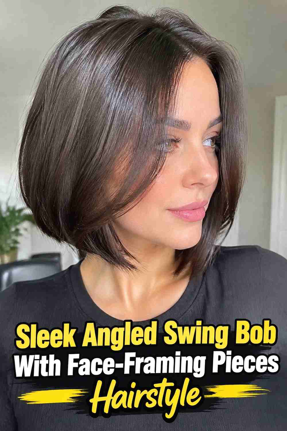 2. Sleek Angled Swing Bob With Face Framing Pieces Hairstyle