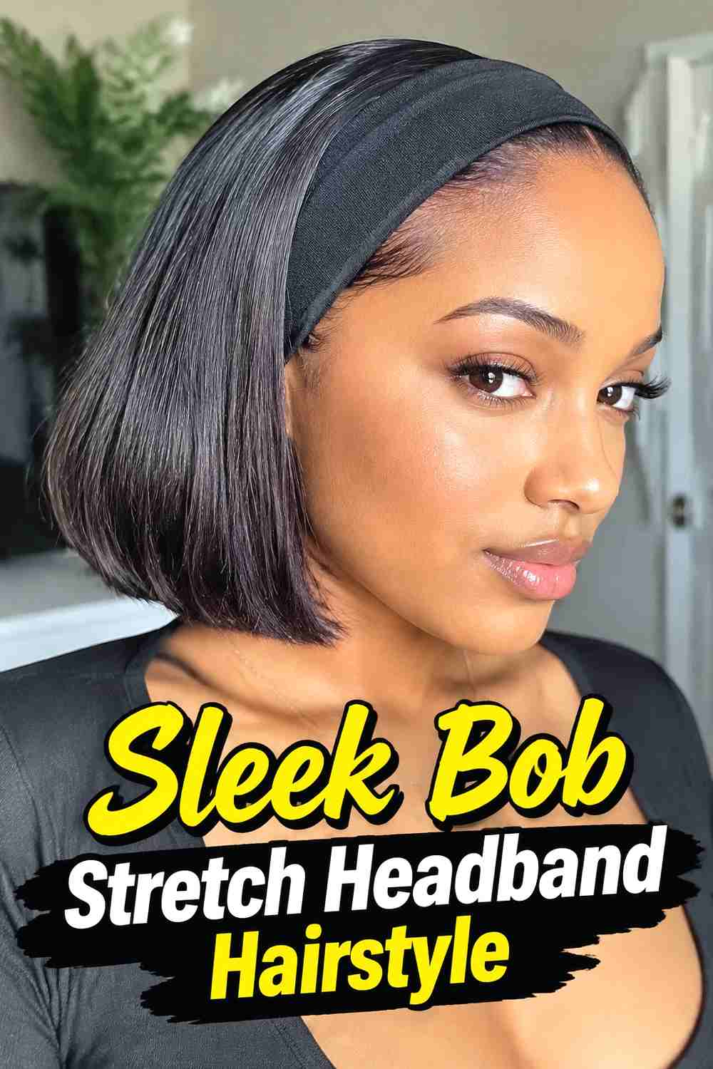 11. Sleek Bob Stretch Headband Hairstyle