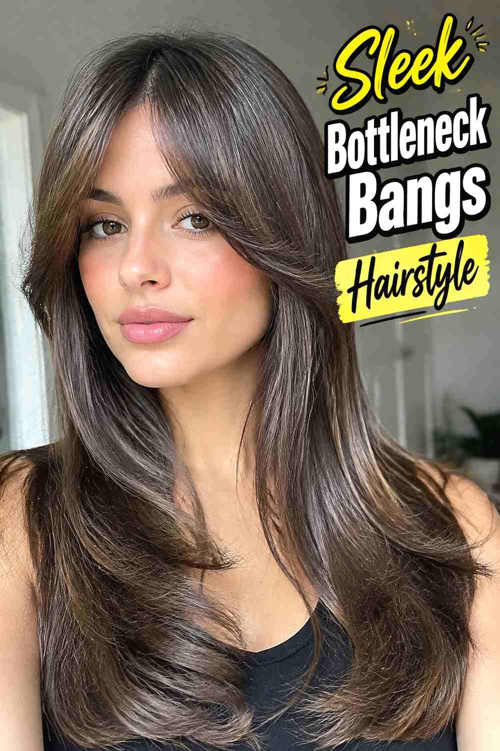 9. Sleek Bottleneck Bangs Hairstyle
