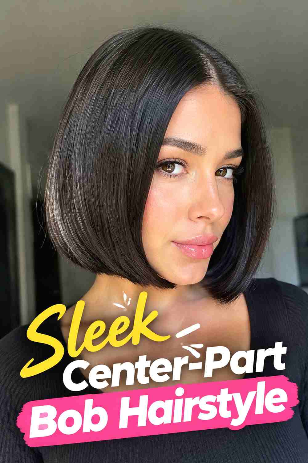 12. Sleek Center Part Bob Hairstyle