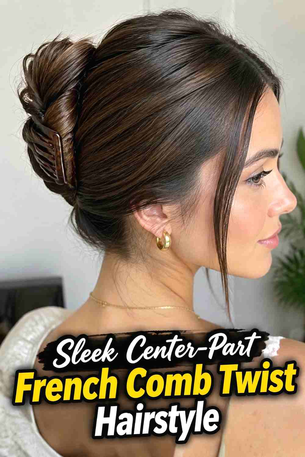 11. Sleek Center Part French Comb Twist Hairstyle