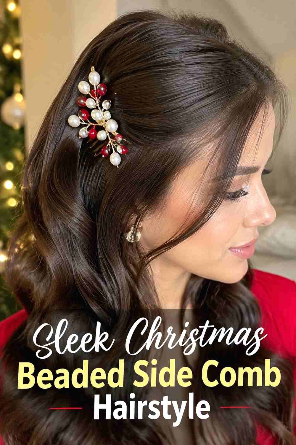 13. Sleek Christmas Beaded Side Comb Hairstyle