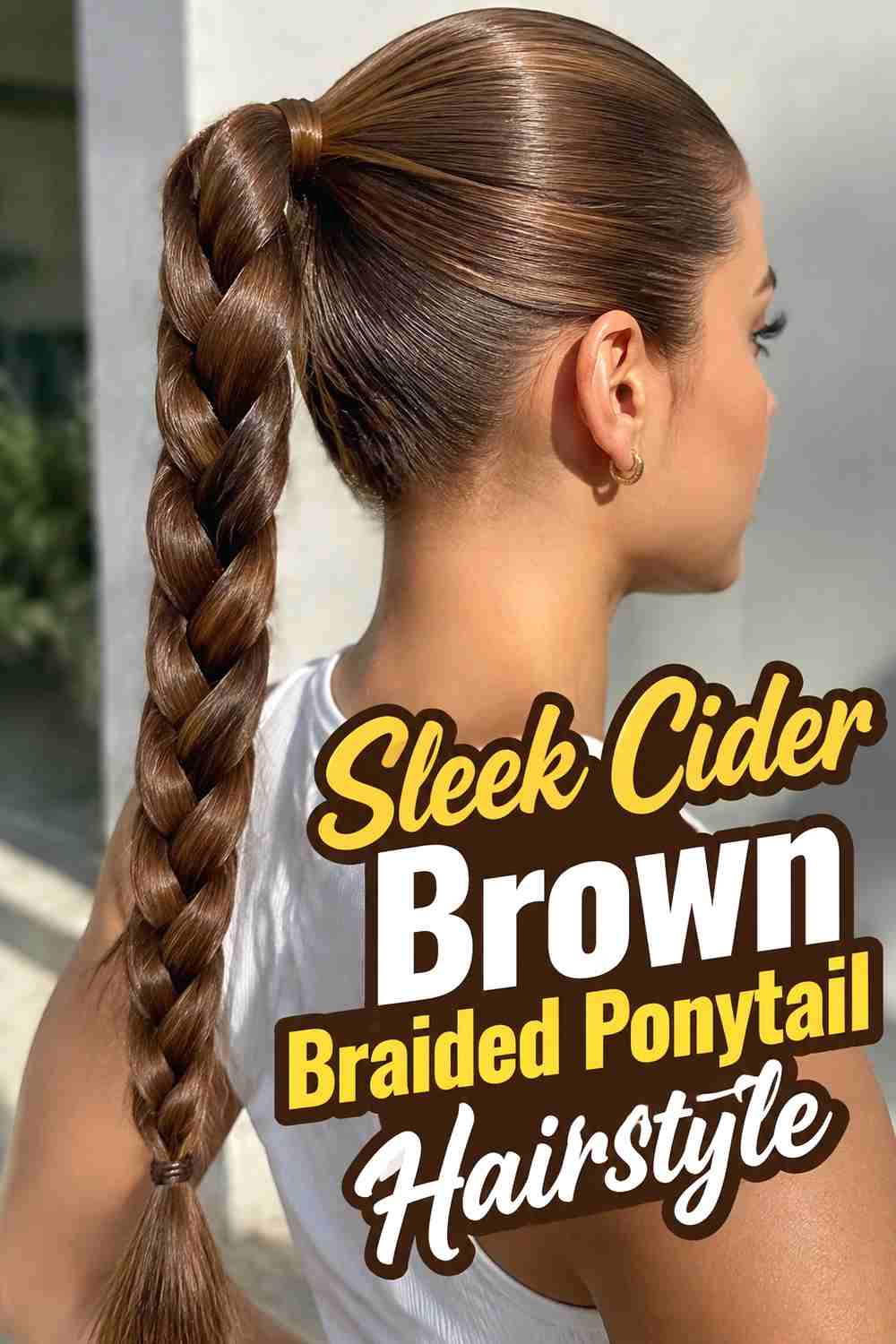 15. Sleek Cider Brown Braided Ponytail Hairstyle