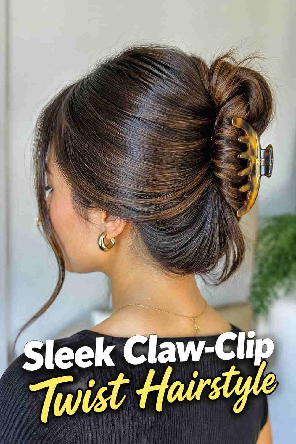 5. Sleek Claw Clip Twist Hairstyle