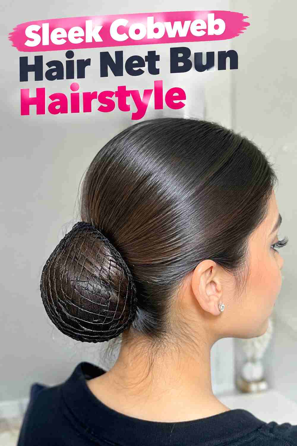 8. Sleek Cobweb Hair Net Bun Hairstyle