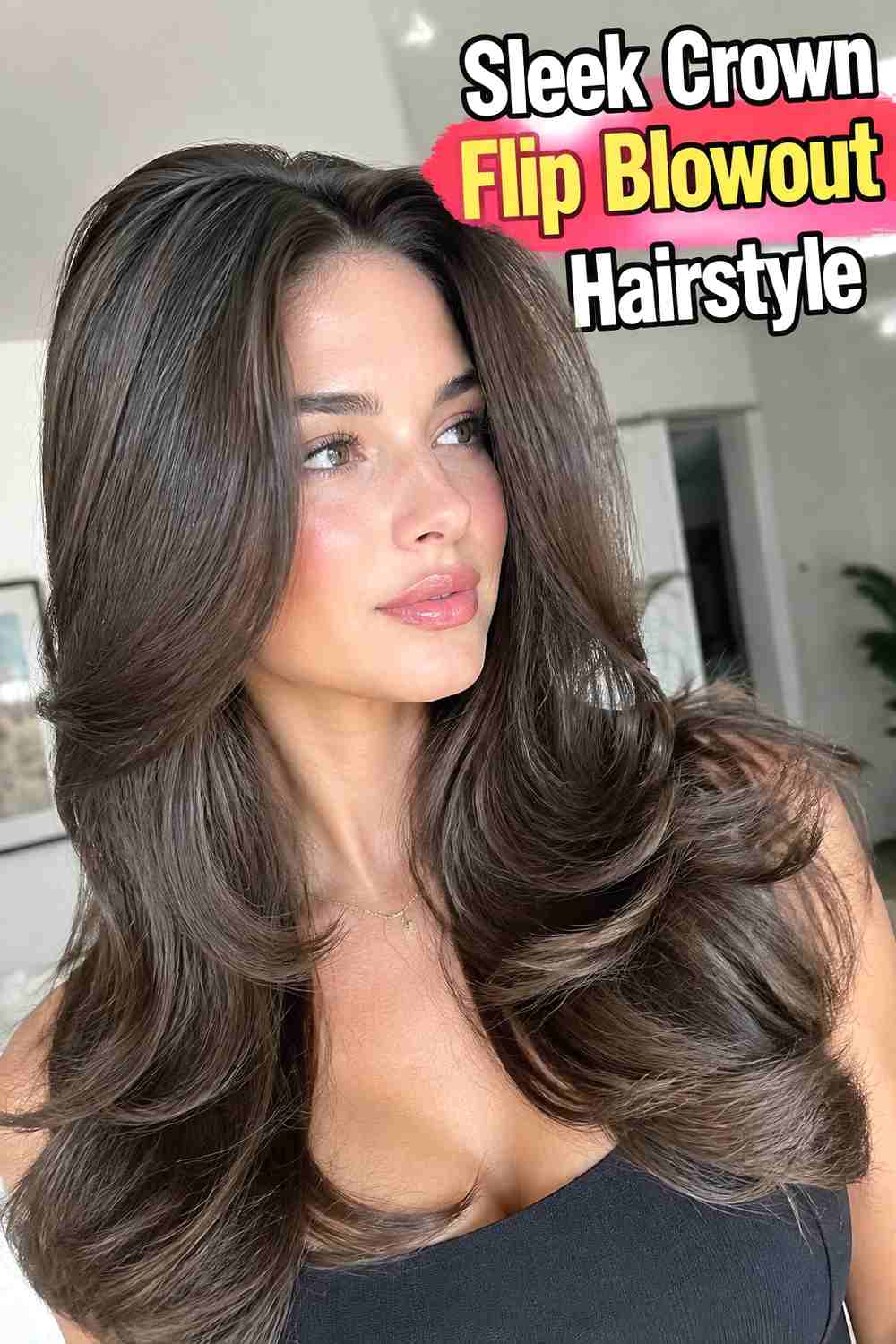 14. Sleek Crown Flip Blowout Hairstyle