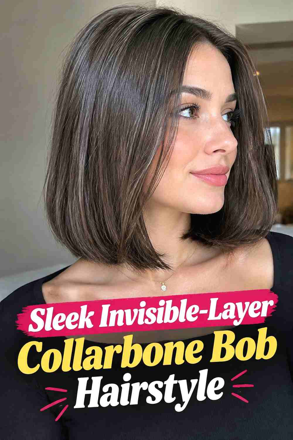 8. Sleek Invisible Layer Collarbone Bob Hairstyle