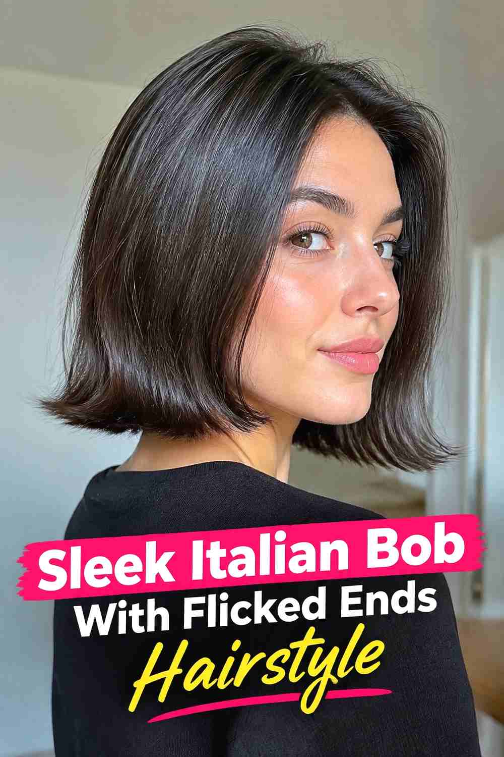 11. Sleek Italian Bob With Flicked Ends Hairstyle