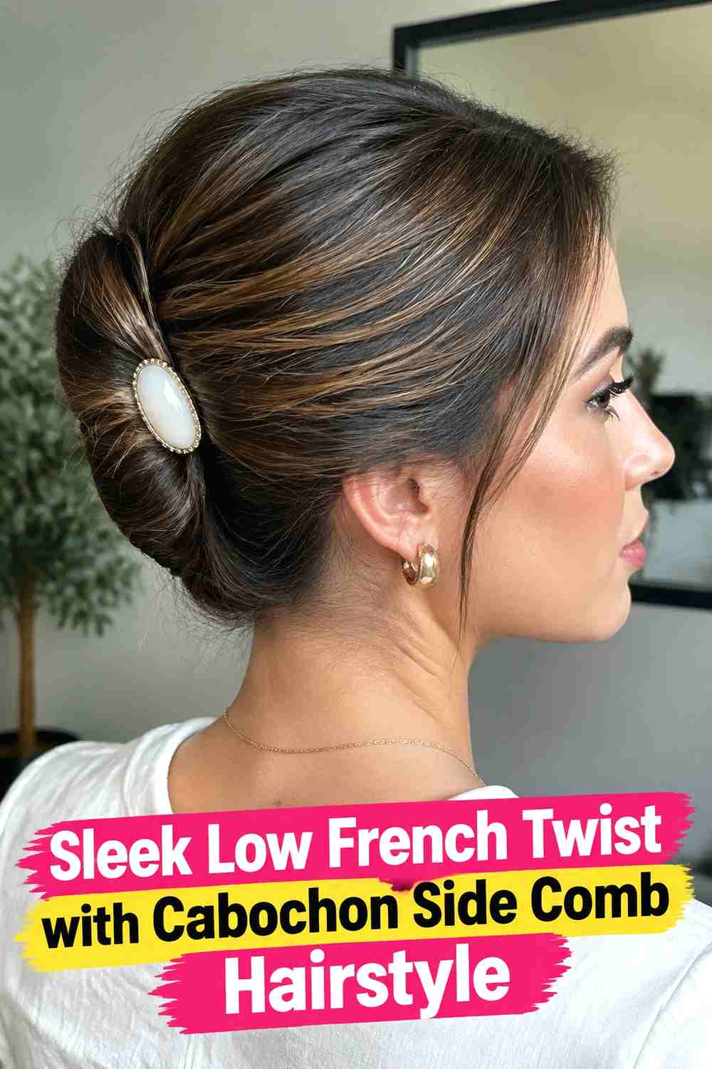 1. Sleek Low French Twist With Cabochon Side Comb Hairstyle