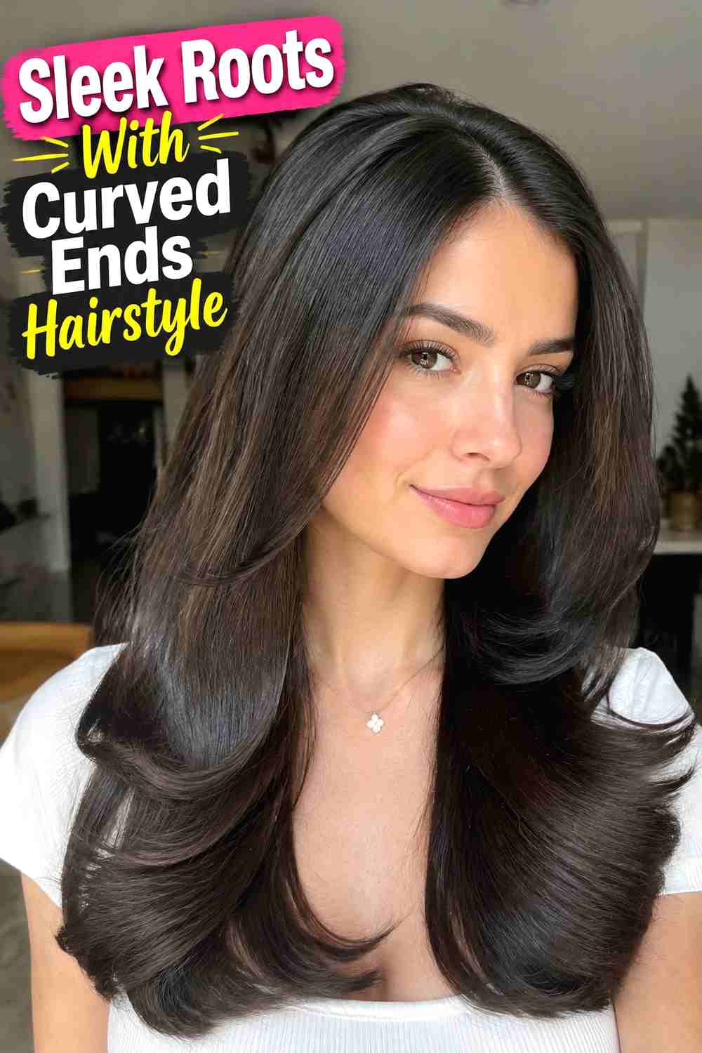2. Sleek Roots With Curved Ends Hairstyle