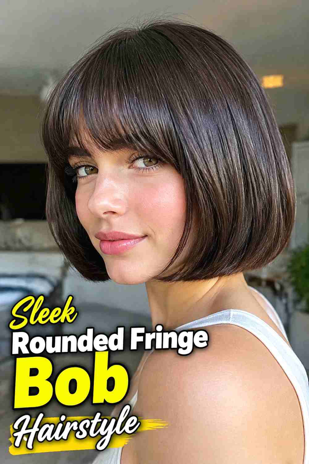 10. Sleek Rounded Fringe Bob Hairstyle