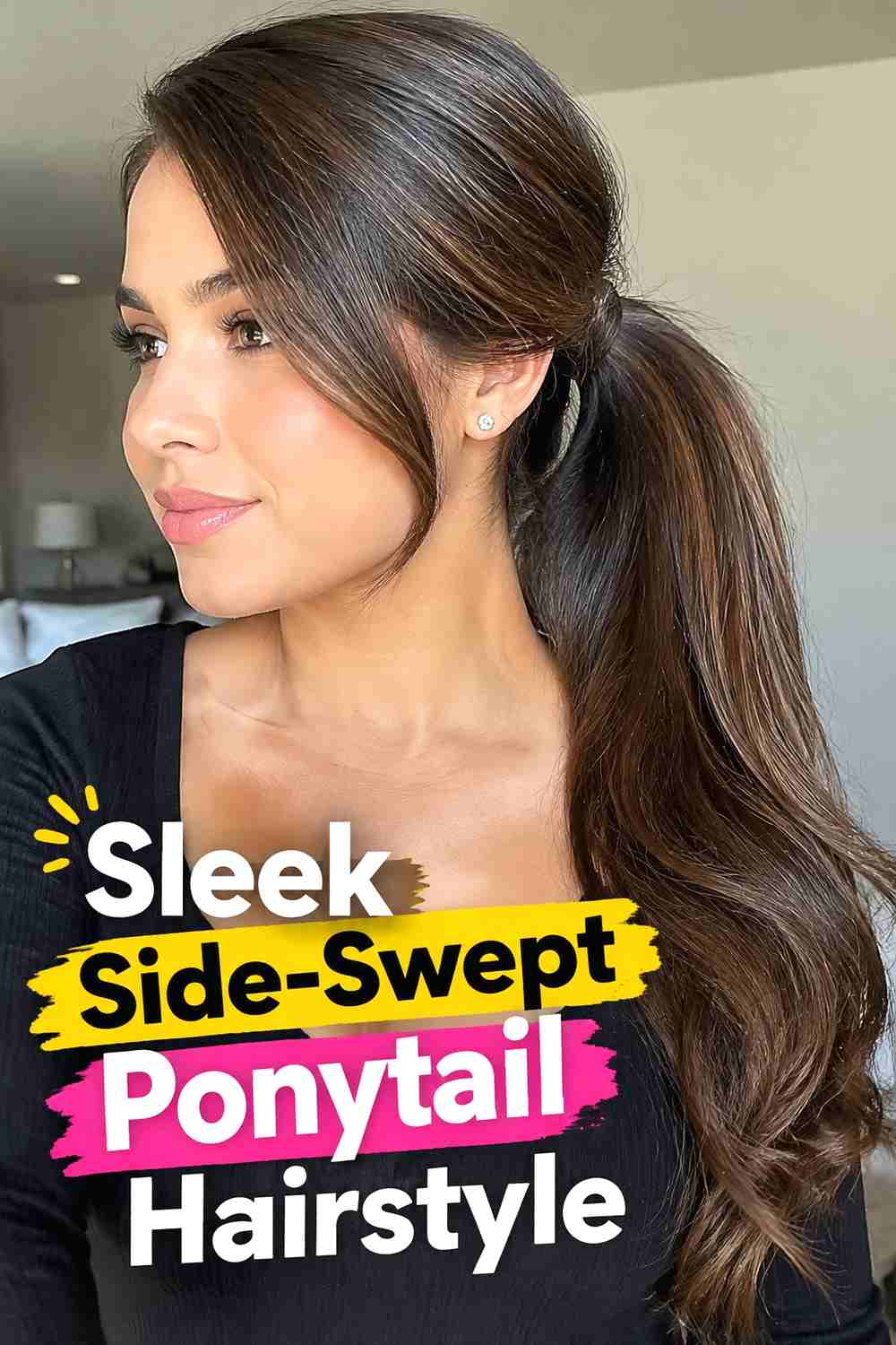 1. Sleek Side Swept Ponytail Hairstyle