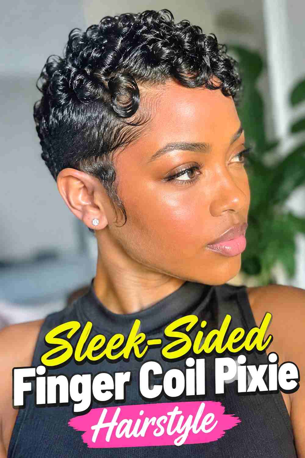 7. Sleek Sided Finger Coil Pixie Hairstyle