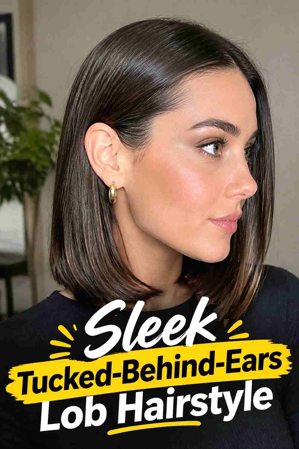 4. Sleek Tucked Behind Ears Lob Hairstyle