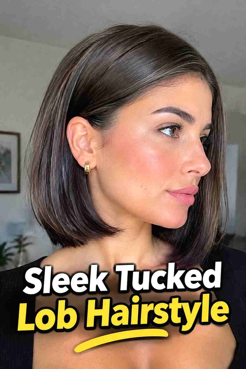 4. Sleek Tucked Lob Hairstyle