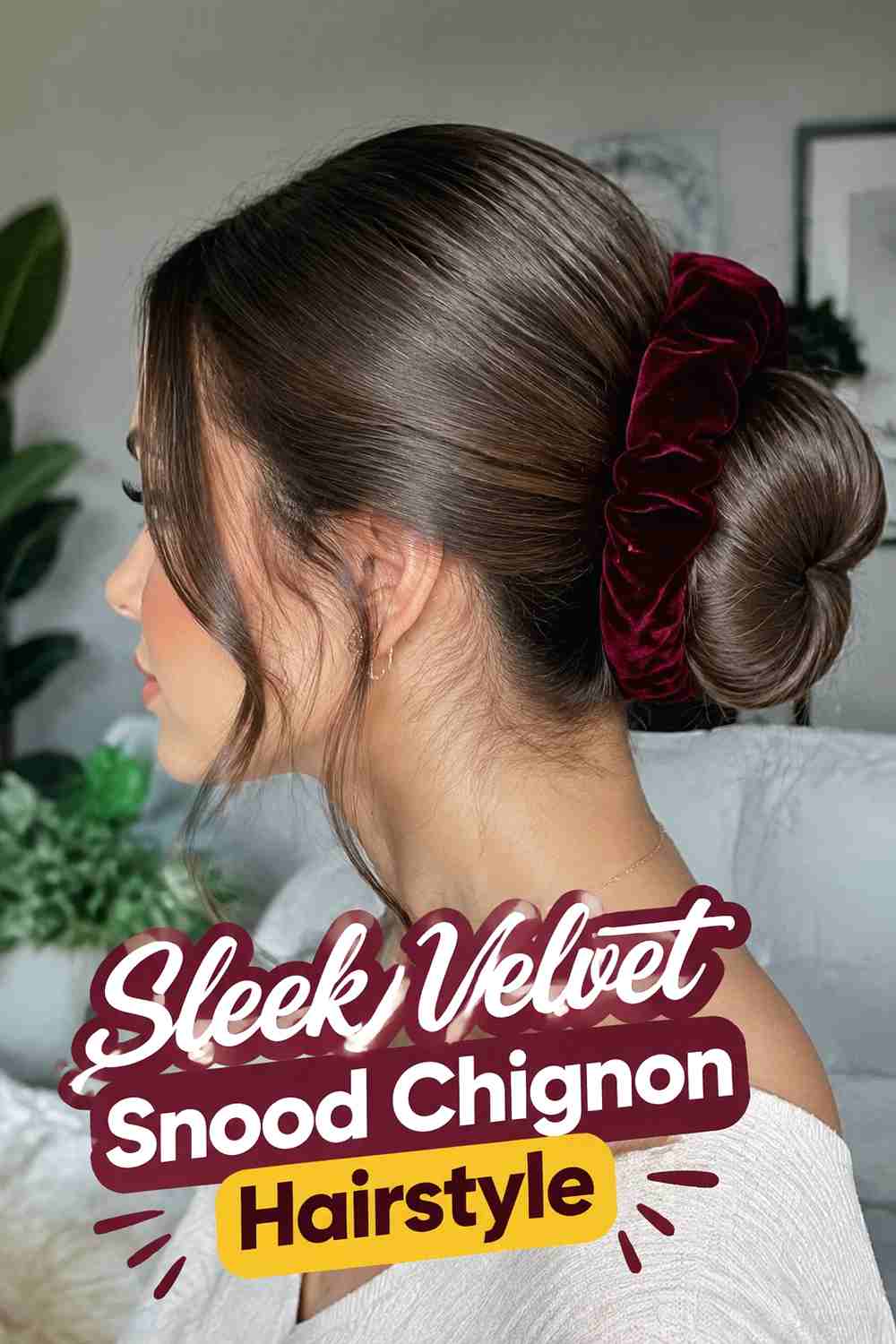 12. Sleek Velvet Snood Chignon Hairstyle