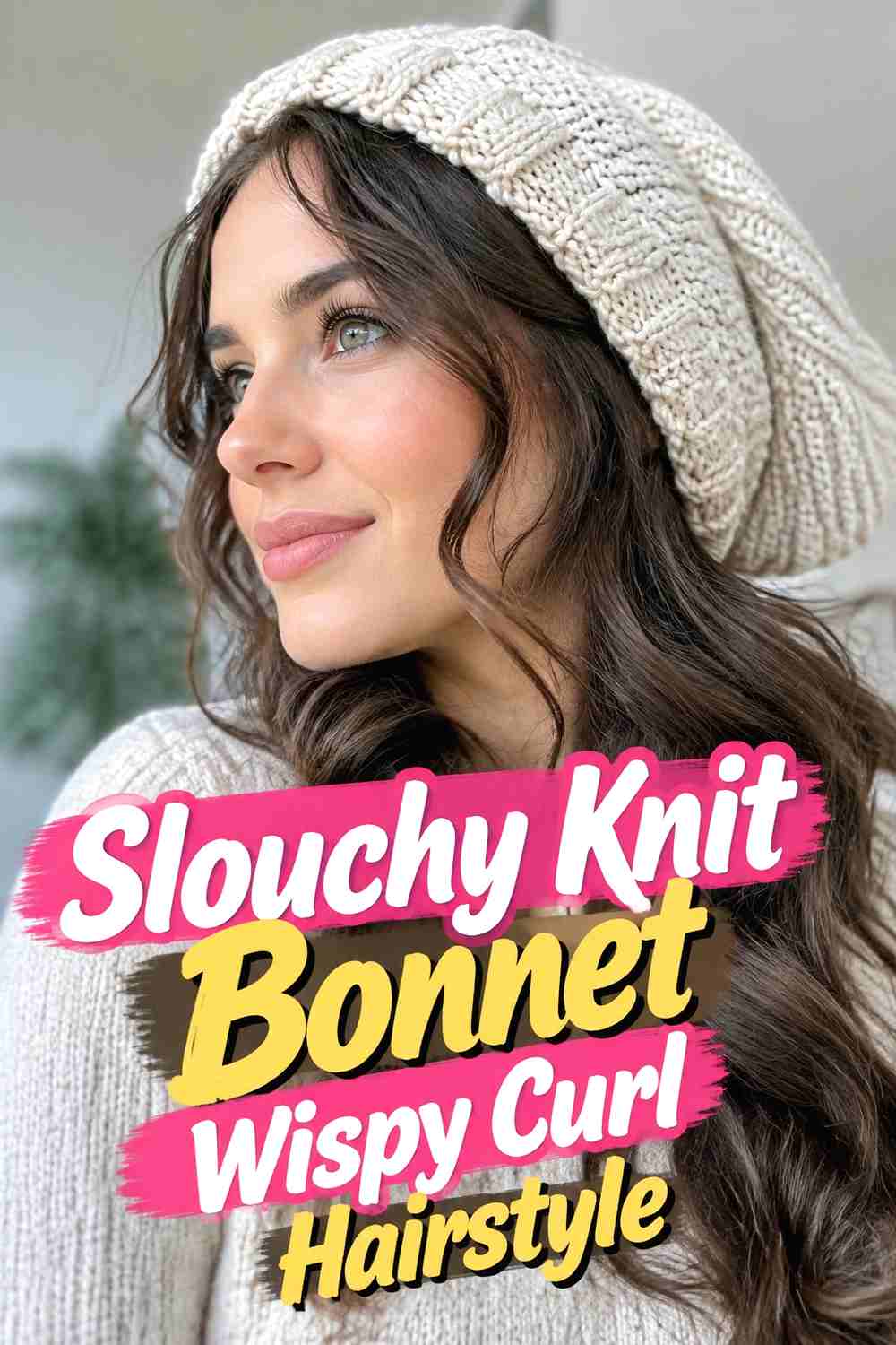 3. Slouchy Knit Bonnet Wispy Curl Hairstyle