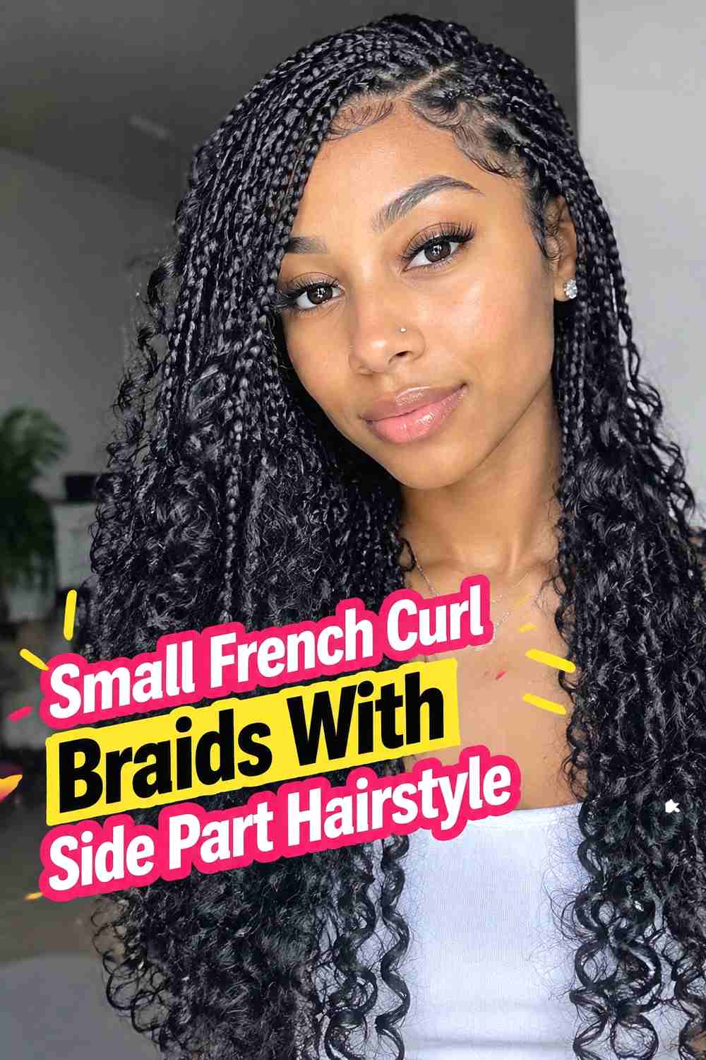 6. Small French Curl Braids With Side Part Hairstyle