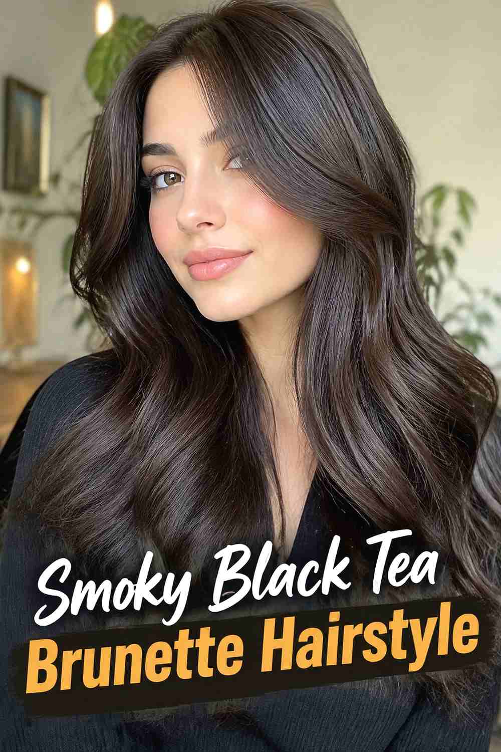 5. Smoky Black Tea Brunette Hairstyle