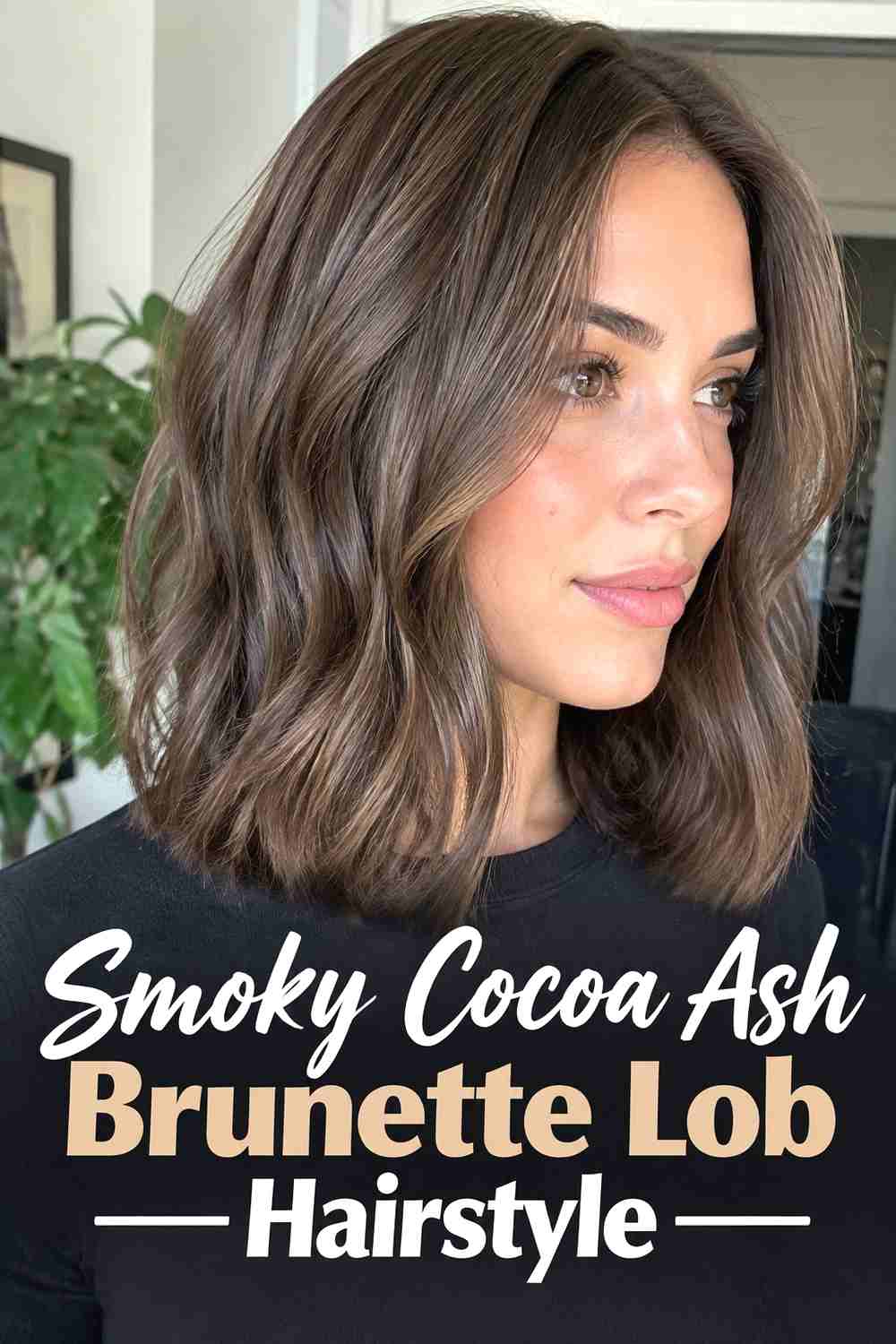 2. Smoky Cocoa Ash Brunette Lob Hairstyle