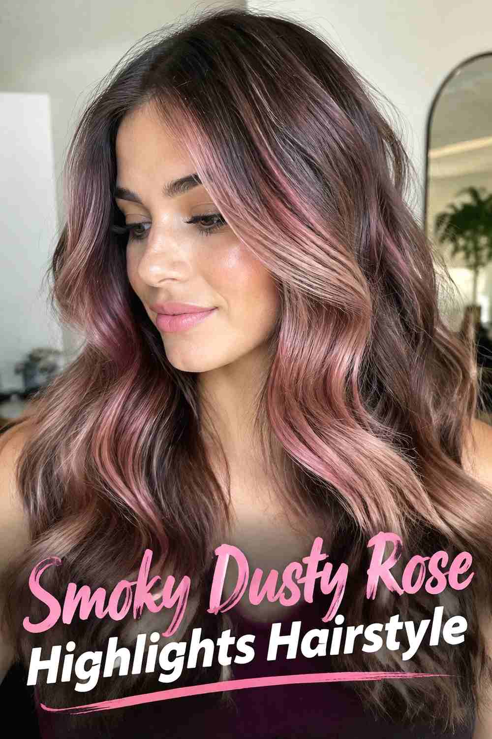 12. Smoky Dusty Rose Highlights Hairstyle