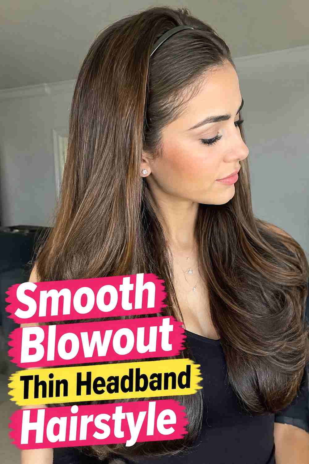 8. Smooth Blowout Thin Headband Hairstyle