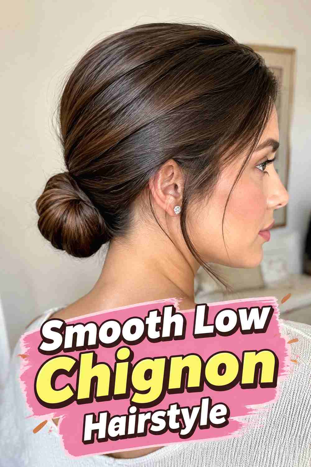 8. Smooth Low Chignon Hairstyle