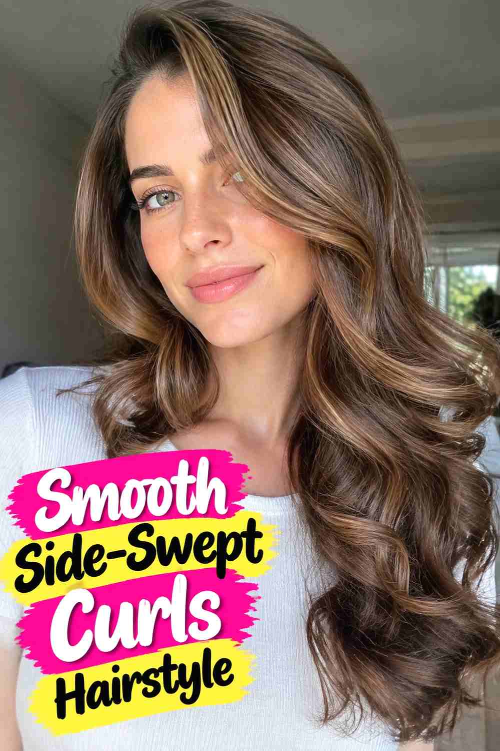 5. Smooth Side Swept Curls Hairstyle
