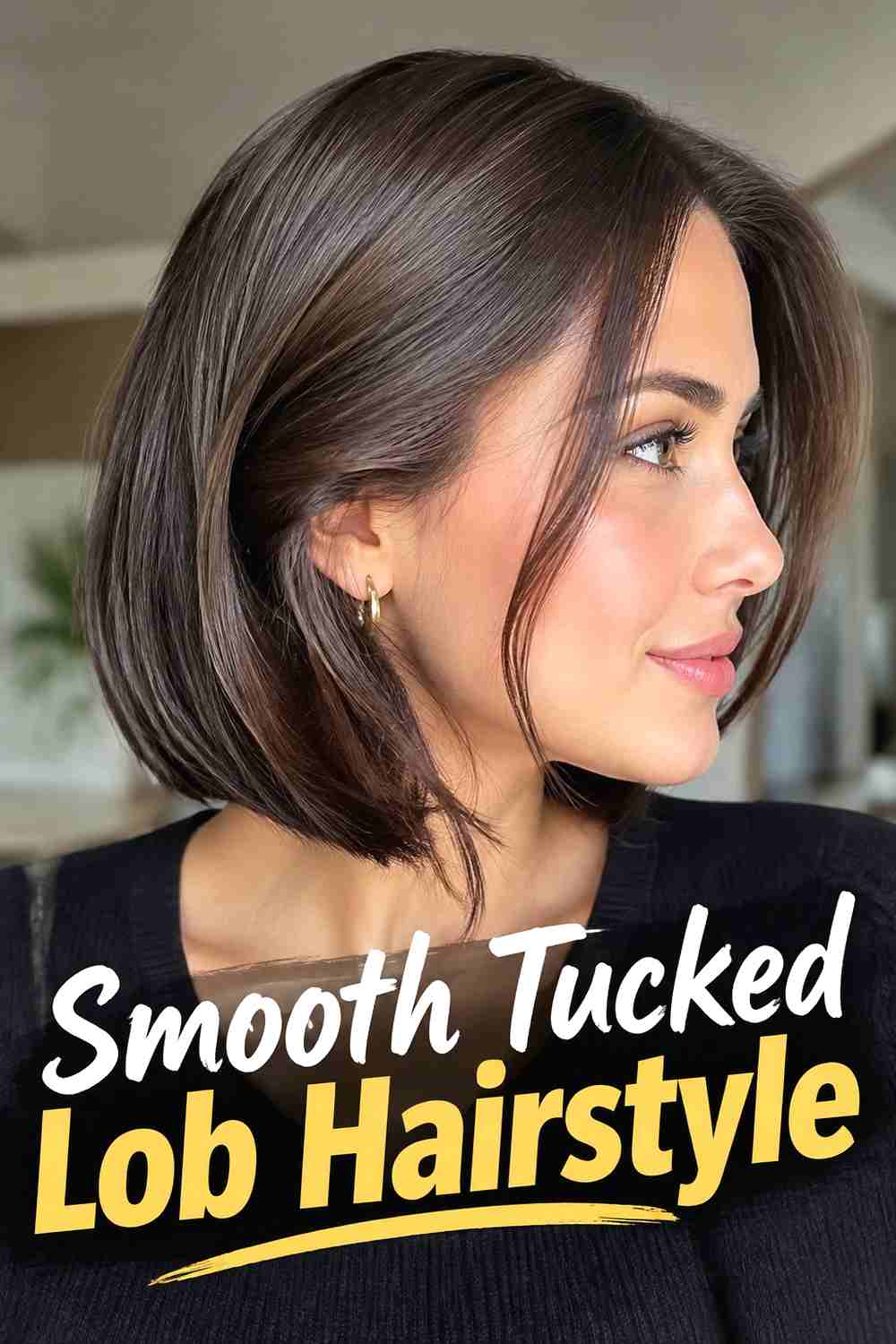 3. Smooth Tucked Lob Hairstyle