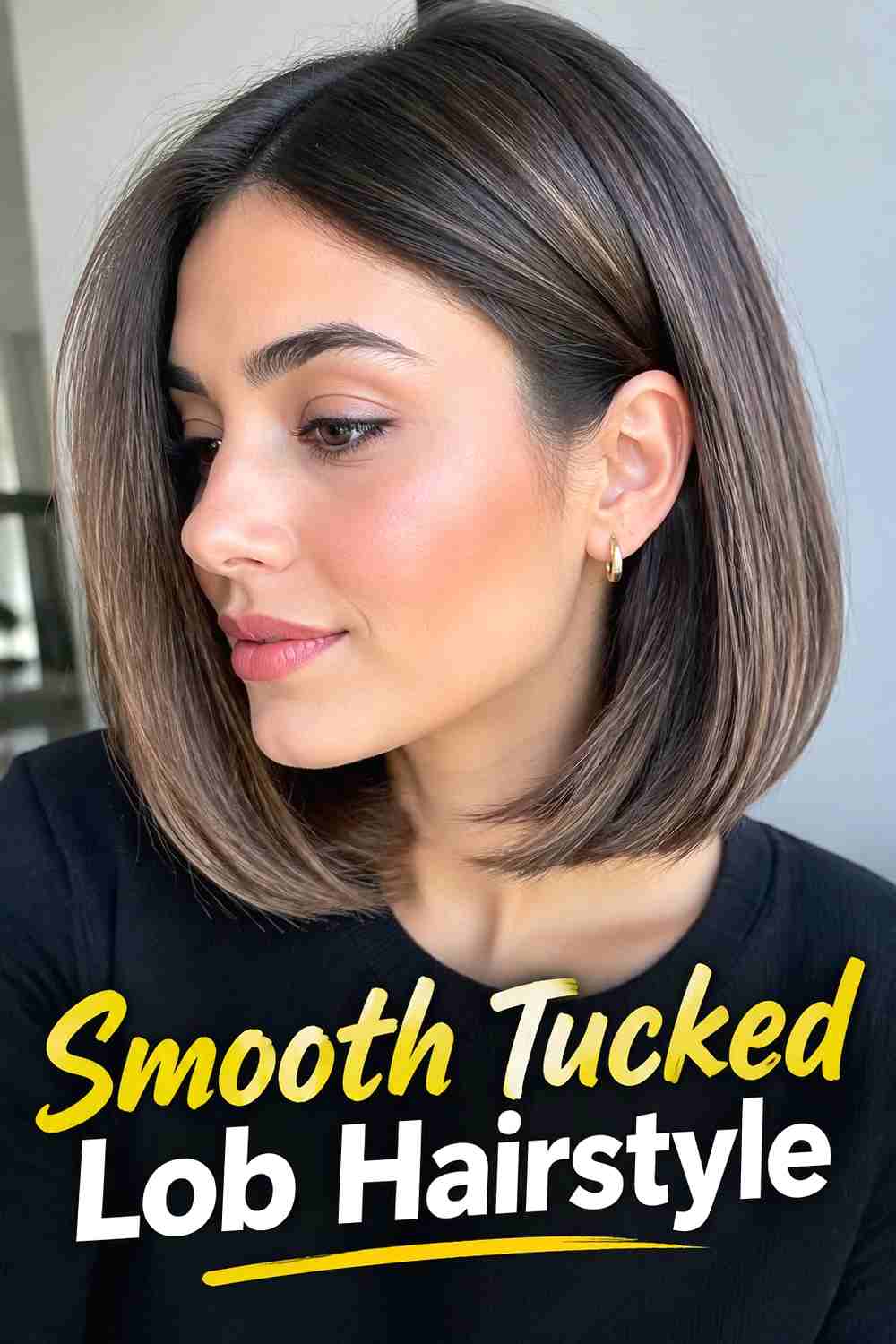 4. Smooth Tucked Lob Hairstyle