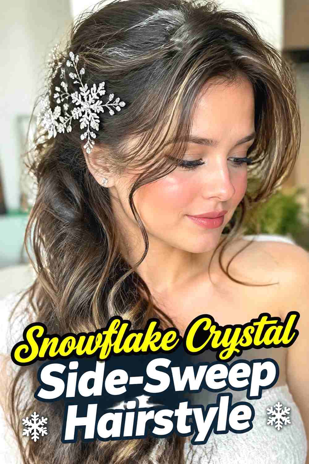 5. Snowflake Crystal Side Sweep Hairstyle