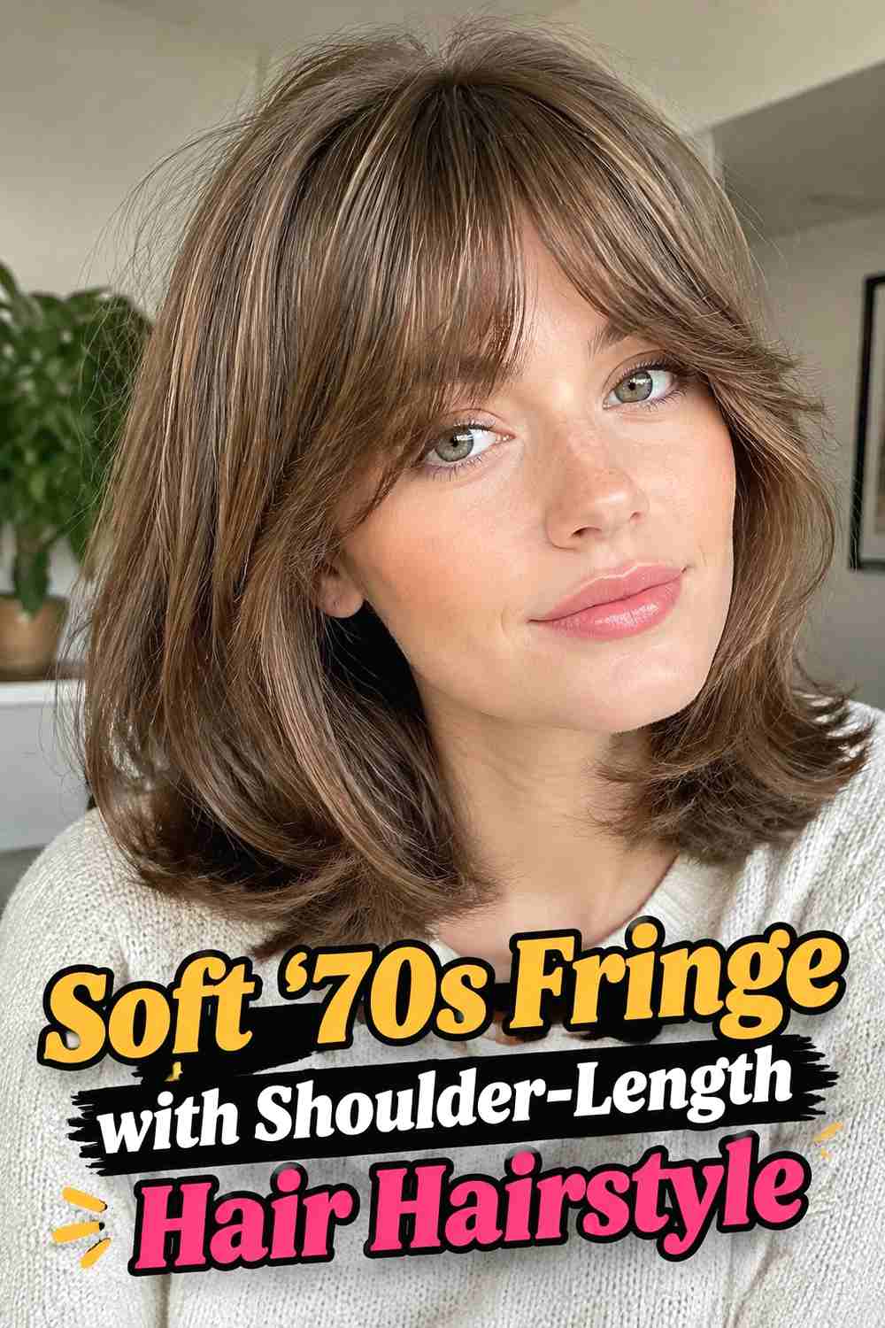 8. Soft 70s Fringe With Shoulder Length Hair Hairstyle