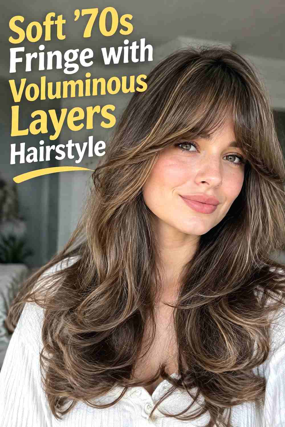12. Soft 70s Fringe With Voluminous Layers Hairstyle