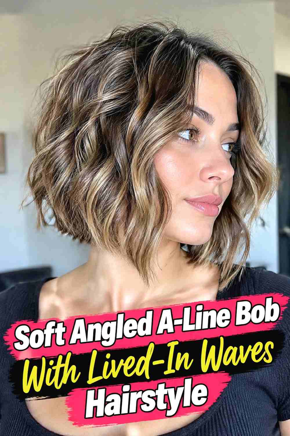 1. Soft Angled A Line Bob With Lived In Waves Hairstyle