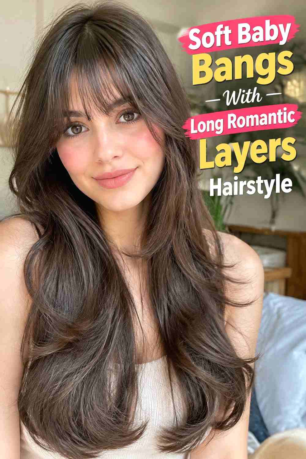 15. Soft Baby Bangs With Long Romantic Layers Hairstyle