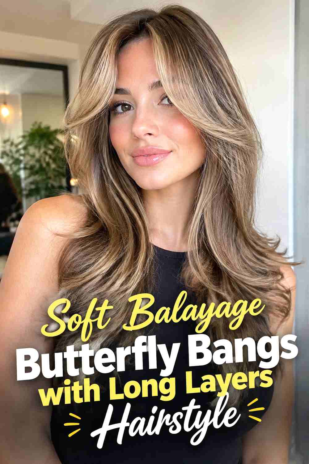 16. Soft Balayage Butterfly Bangs With Long Layers Hairstyle