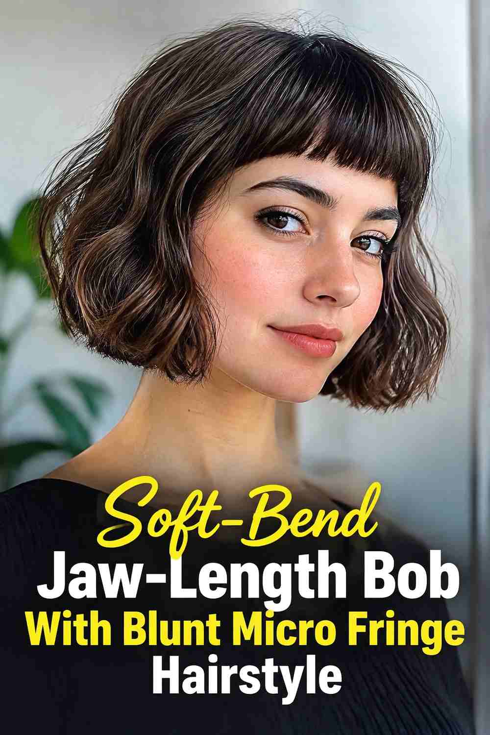 10. Soft Bend Jaw Length Bob With Blunt Micro Fringe Hairstyle
