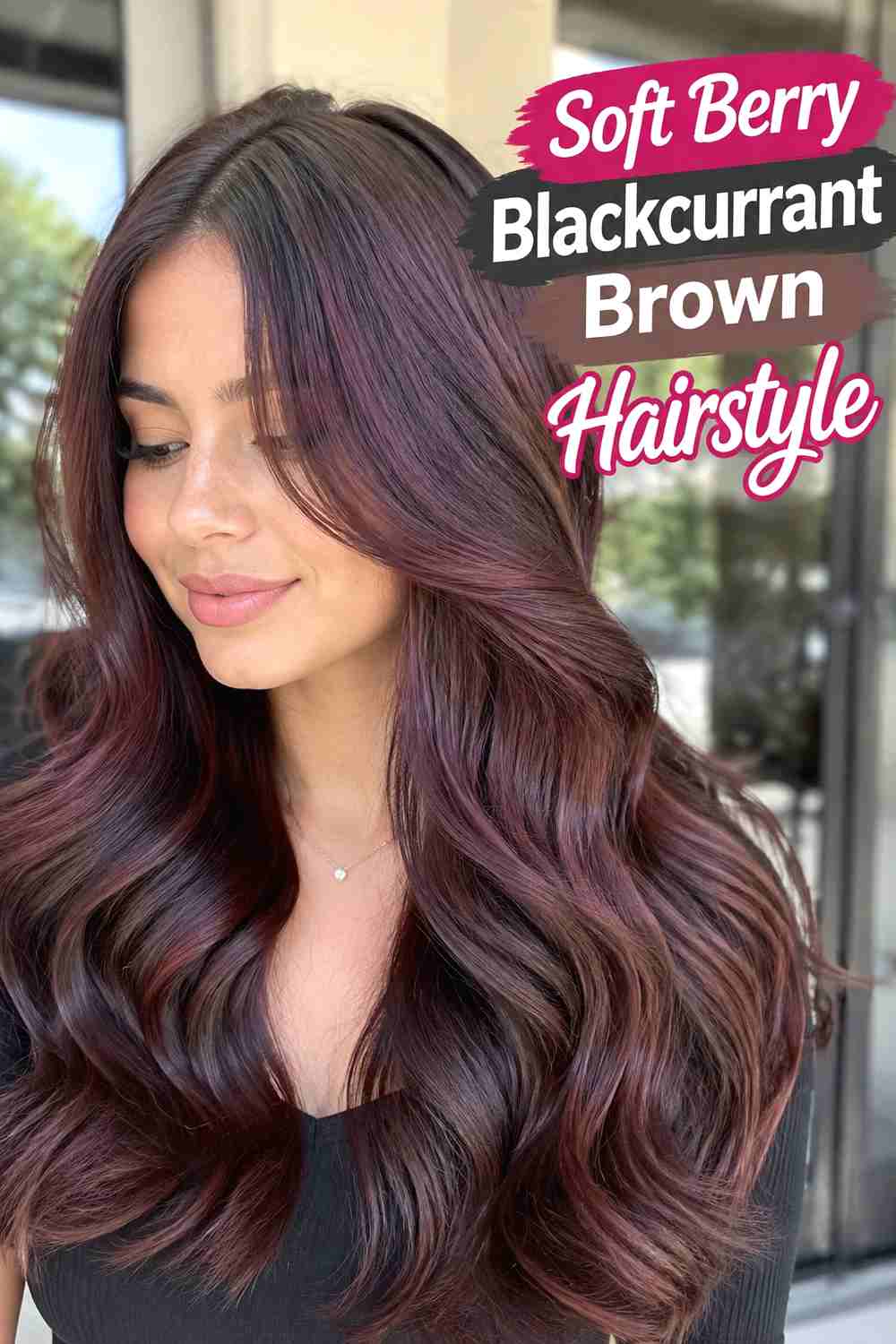 16. Soft Berry Blackcurrant Brown Hairstyle