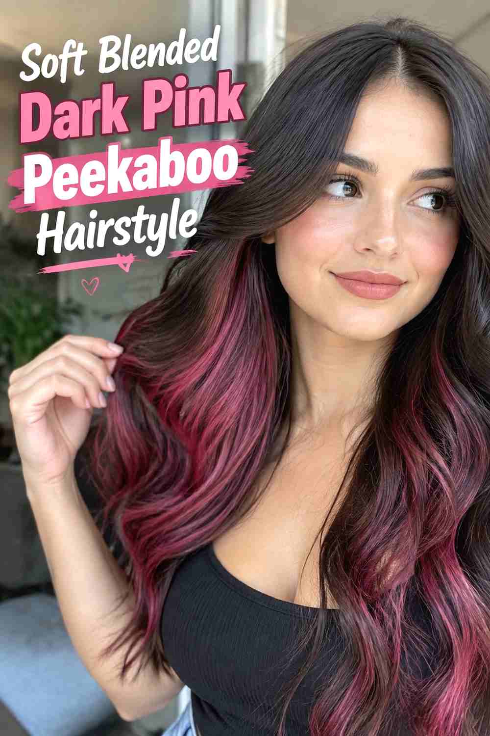 14. Soft Blended Dark Pink Peekaboo Hairstyle