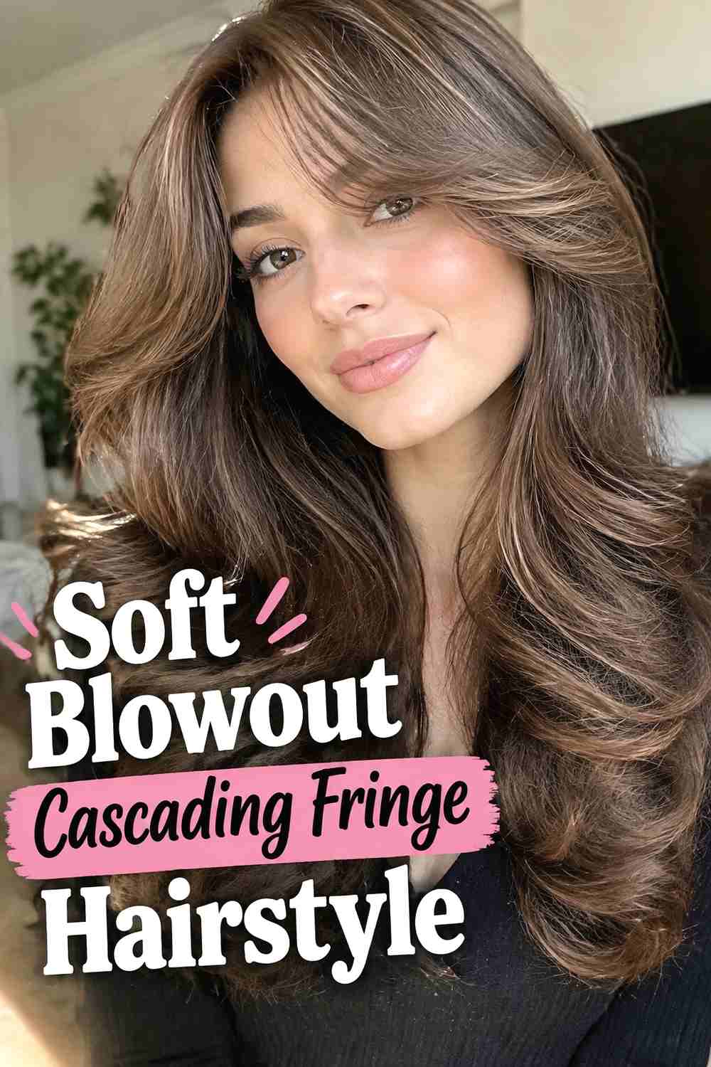 3. Soft Blowout Cascading Fringe Hairstyle