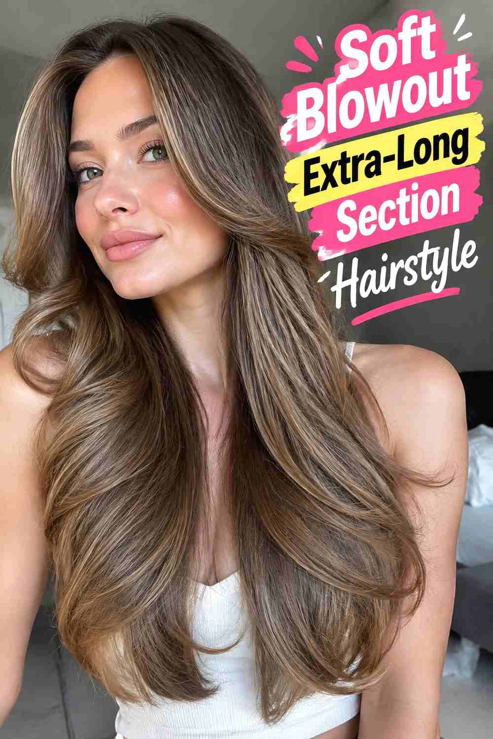 10. Soft Blowout Extra Long Section Hairstyle