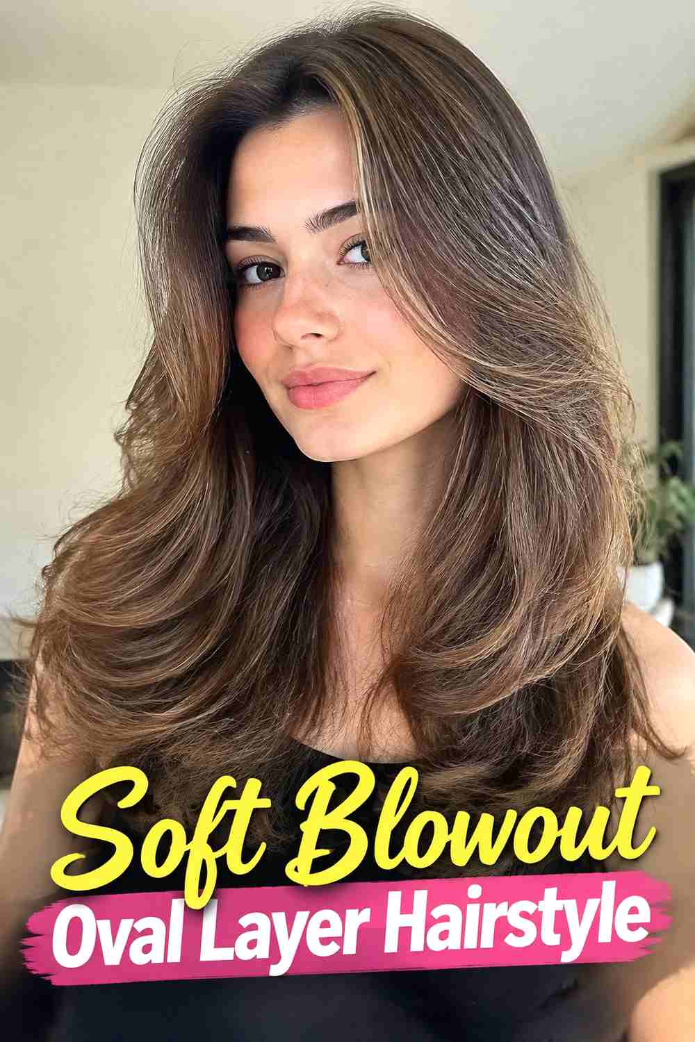 9. Soft Blowout Oval Layer Hairstyle