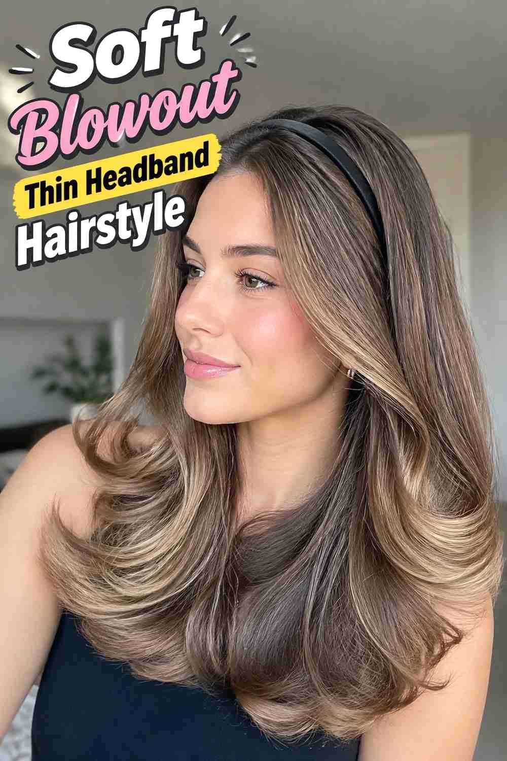 3. Soft Blowout Thin Headband Hairstyle
