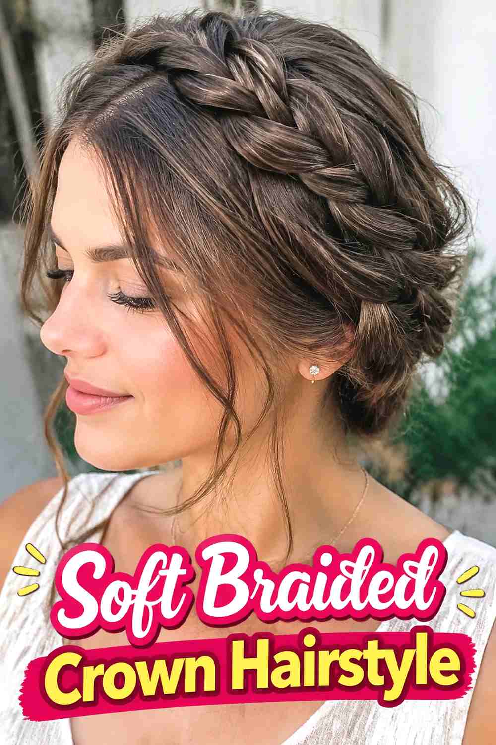 7. Soft Braided Crown Hairstyle
