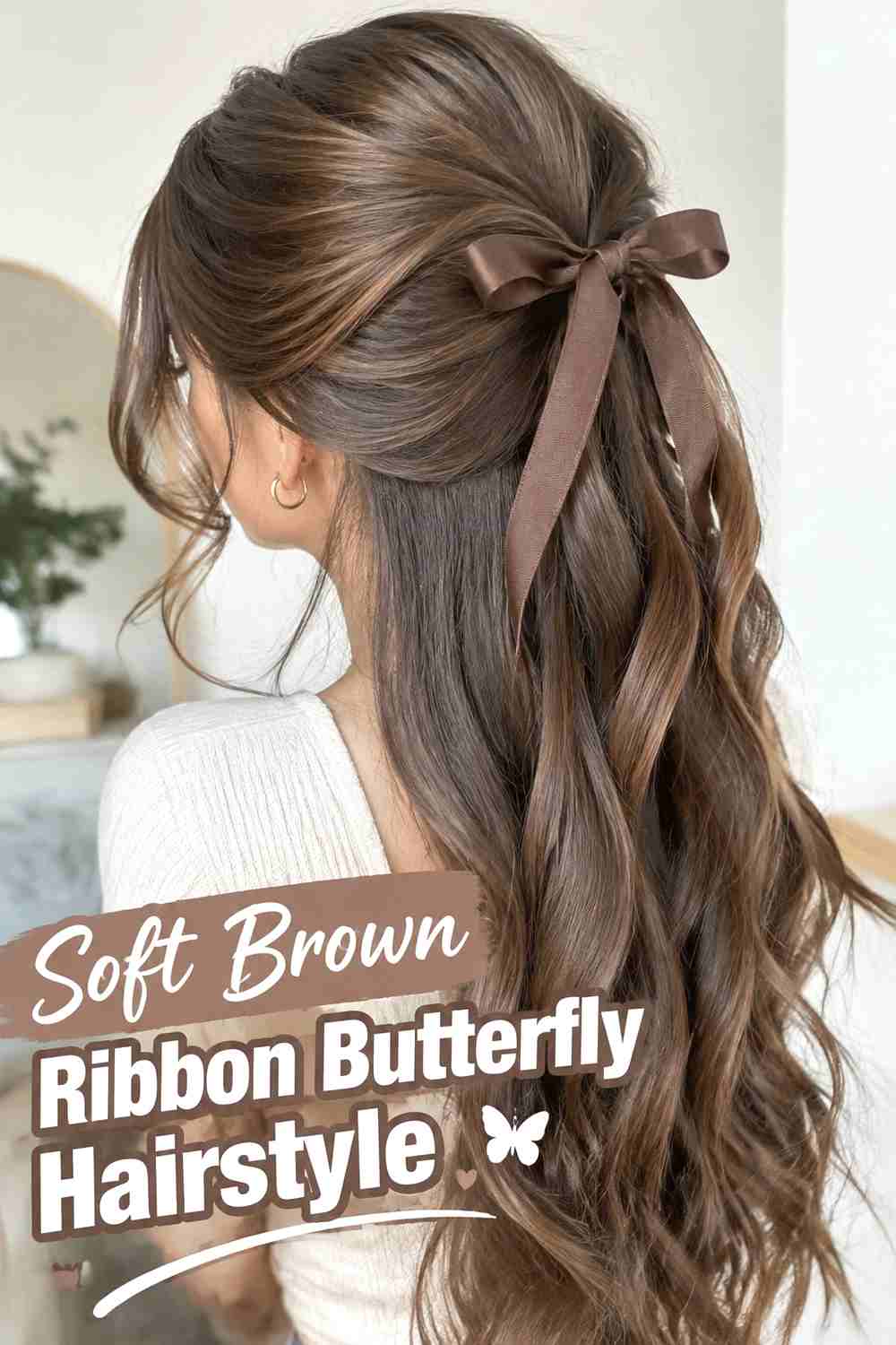 10. Soft Brown Ribbon Butterfly Hairstyle