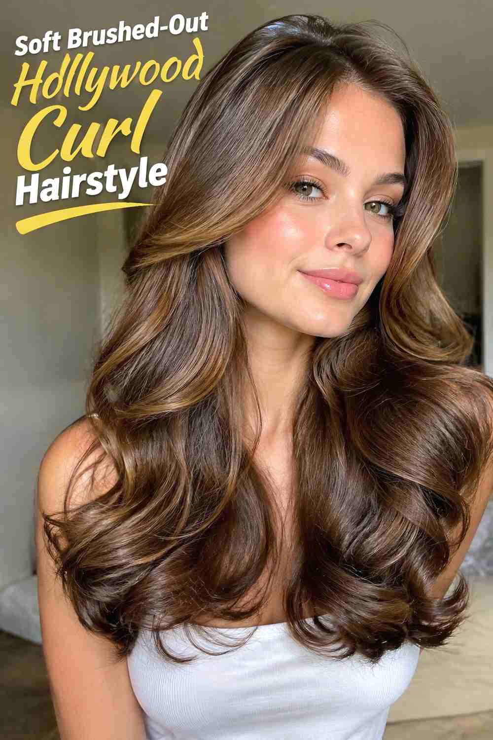 1. Soft Brushed Out Hollywood Curl Hairstyle