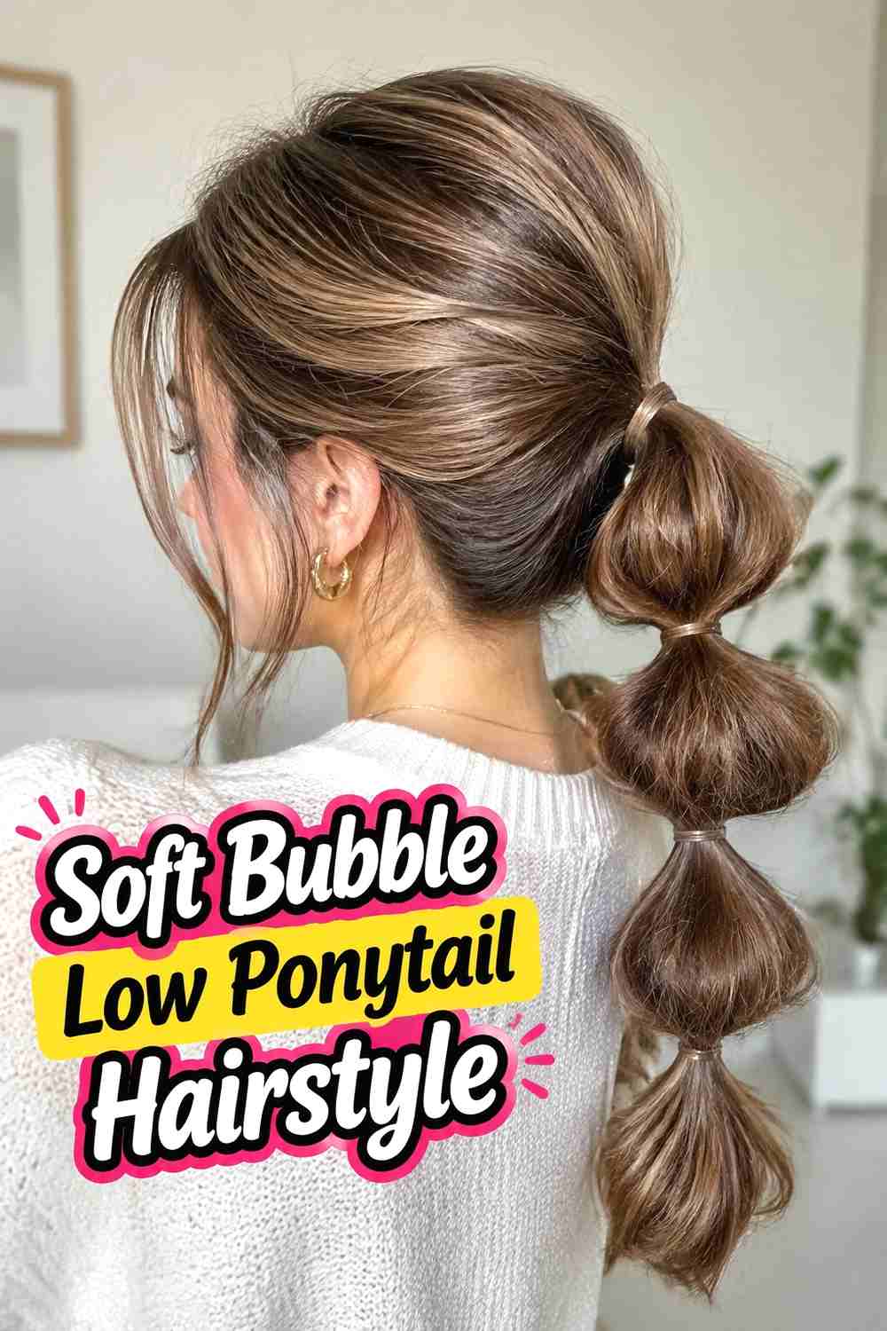 15. Soft Bubble Low Ponytail Hairstyle