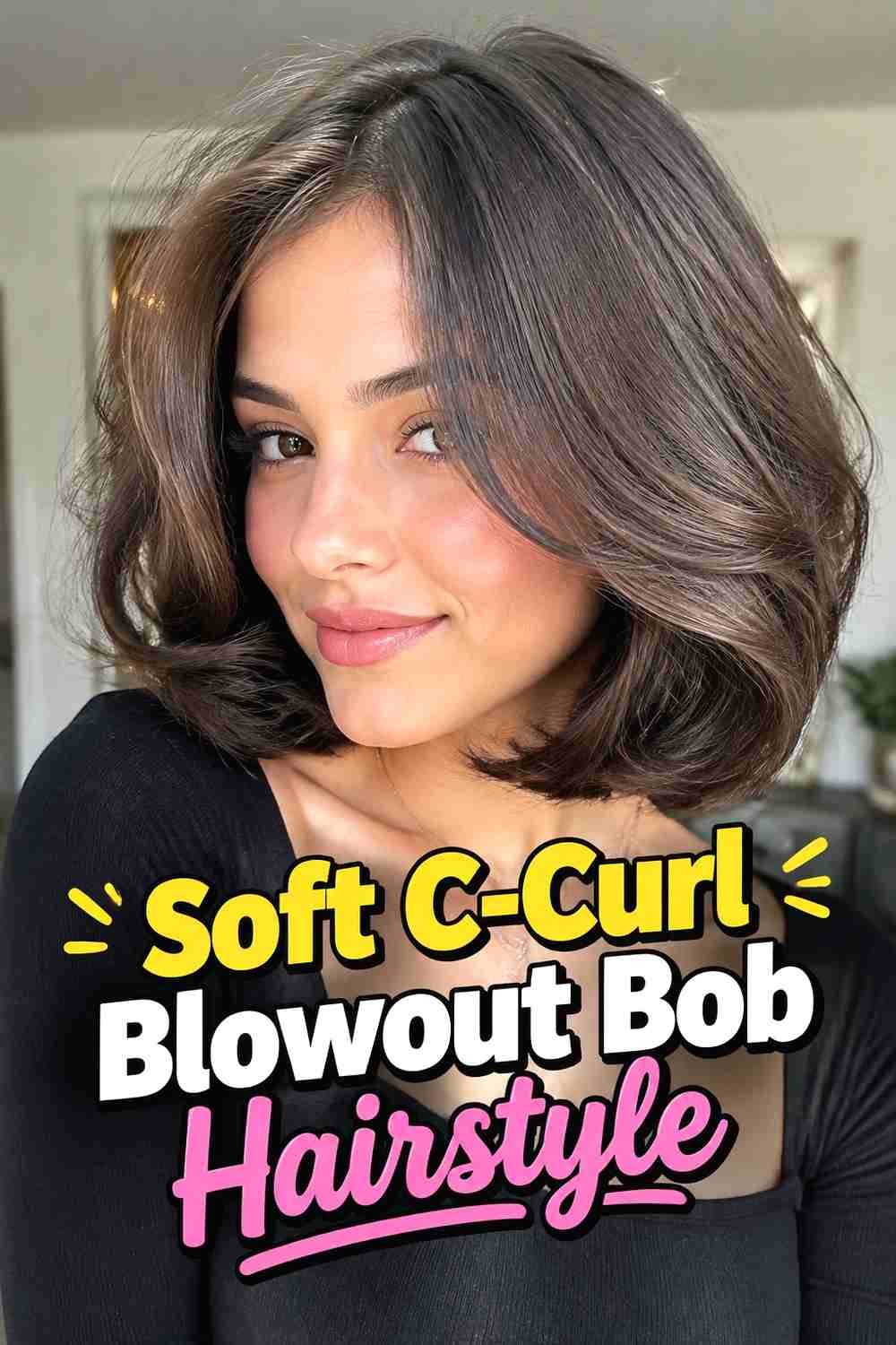8. Soft C Curl Blowout Bob Hairstyle