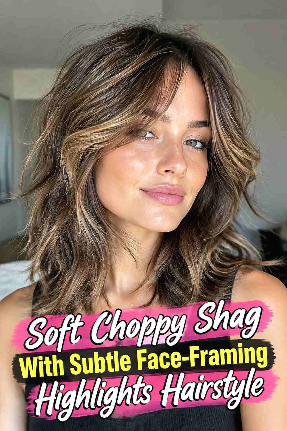 18. Soft Choppy Shag With Subtle Face Framing Highlights Hairstyle